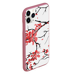 Чехол iPhone 11 Pro матовый Распустившиеся цветы, цвет: 3D-малиновый — фото 2