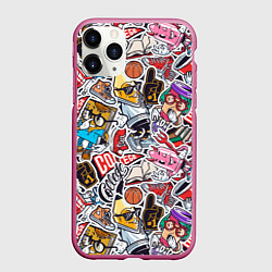 Чехол iPhone 11 Pro матовый Рисунок колледж, цвет: 3D-малиновый