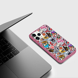 Чехол iPhone 11 Pro матовый Рисунок колледж, цвет: 3D-малиновый — фото 2