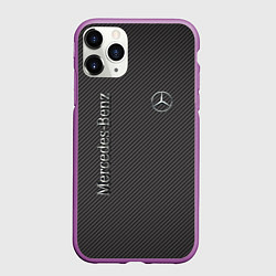 Чехол iPhone 11 Pro матовый Mercedes карбоновые полосы, цвет: 3D-фиолетовый