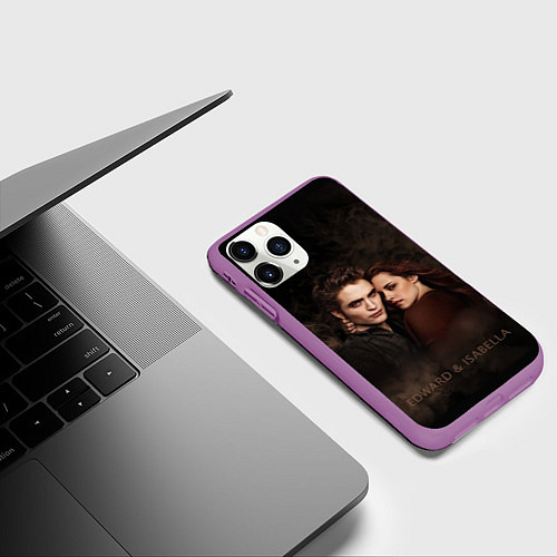 Чехол iPhone 11 Pro матовый Эдвард & Белла / 3D-Фиолетовый – фото 3