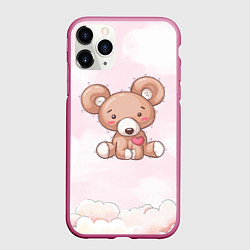 Чехол iPhone 11 Pro матовый Плюшевый мишка игрушка, цвет: 3D-малиновый
