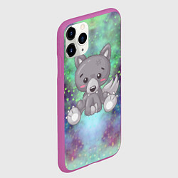 Чехол iPhone 11 Pro матовый Маленький серый волк, цвет: 3D-фиолетовый — фото 2
