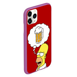 Чехол iPhone 11 Pro матовый Гомер думает о пиве Симпсоны Simpsons, цвет: 3D-фиолетовый — фото 2