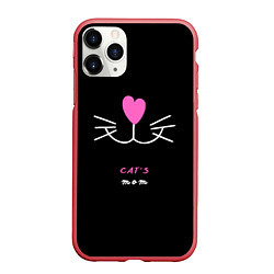 Чехол iPhone 11 Pro матовый Cats mom, цвет: 3D-красный