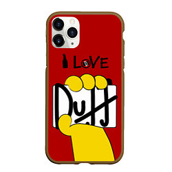 Чехол iPhone 11 Pro матовый I LOVE DUFF Симпсоны, Simpsons, цвет: 3D-коричневый