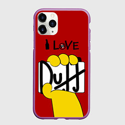 Чехол iPhone 11 Pro матовый I LOVE DUFF Симпсоны, Simpsons, цвет: 3D-фиолетовый
