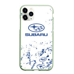 Чехол iPhone 11 Pro матовый Subaru брызги, цвет: 3D-салатовый
