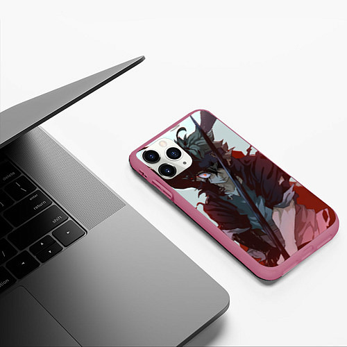 Чехол iPhone 11 Pro матовый Аста в гневе / 3D-Малиновый – фото 3