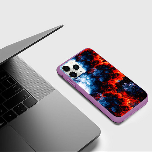 Чехол iPhone 11 Pro матовый 3D ЯДЕРНЫЙ КОСМИЧЕСКИЙ ВЗРЫВ ОГОНЬ / 3D-Фиолетовый – фото 3