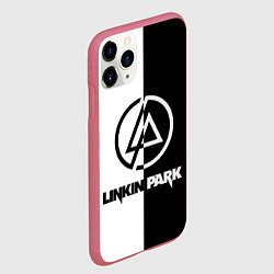 Чехол iPhone 11 Pro матовый Linkin Park ЧБ, цвет: 3D-малиновый — фото 2
