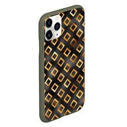 Чехол iPhone 11 Pro матовый Ромбы золотого цвета, цвет: 3D-темно-зеленый — фото 2