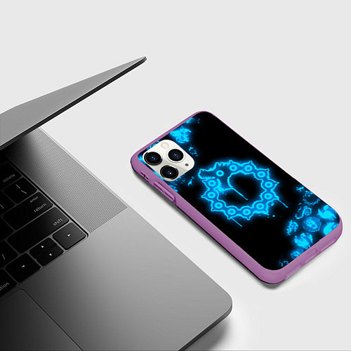 Чехол iPhone 11 Pro матовый МЕЛИОДАС НЕОНОВЫЙ 7 СМЕРТНЫХ ГРЕХОВ / 3D-Фиолетовый – фото 3