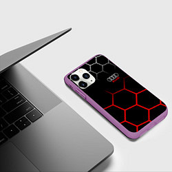 Чехол iPhone 11 Pro матовый АУДИ Autosport Соты, цвет: 3D-фиолетовый — фото 2