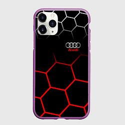 Чехол iPhone 11 Pro матовый АУДИ Autosport Соты, цвет: 3D-фиолетовый
