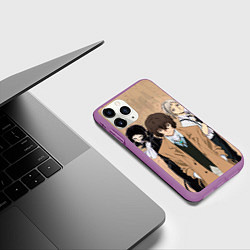 Чехол iPhone 11 Pro матовый Великий из бродячих псов, Дазай Осаму, Ацуши Накад, цвет: 3D-фиолетовый — фото 2