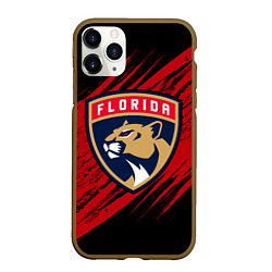 Чехол iPhone 11 Pro матовый Florida Panthers, Флорида Пантерз, NHL, цвет: 3D-коричневый