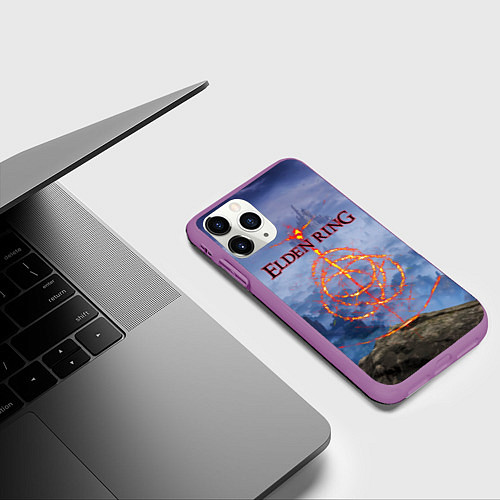 Чехол iPhone 11 Pro матовый Elden Ring, Logo / 3D-Фиолетовый – фото 3