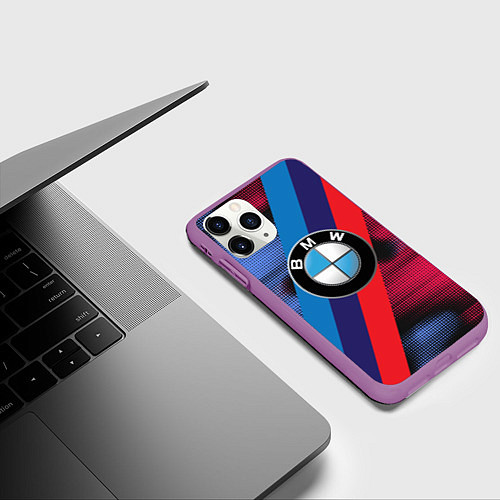 Чехол iPhone 11 Pro матовый BMW Luxury / 3D-Фиолетовый – фото 3