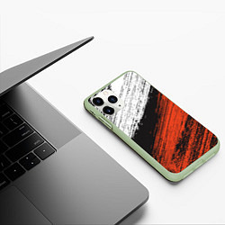 Чехол iPhone 11 Pro матовый БЕЛО-РЫЖИЙ ГРАНЖ, цвет: 3D-салатовый — фото 2
