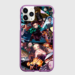 Чехол iPhone 11 Pro матовый Kimetsu no aiba Все персонажи, цвет: 3D-фиолетовый