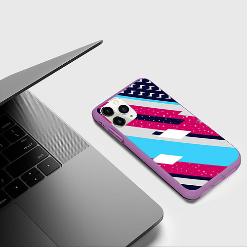Чехол iPhone 11 Pro матовый Abstraction with lightning bolts / 3D-Фиолетовый – фото 3