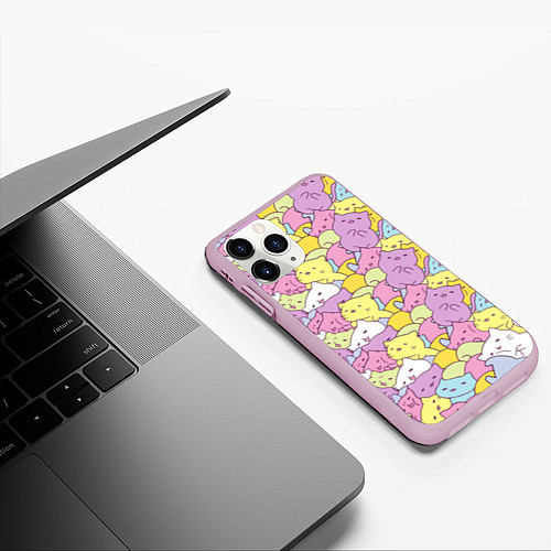 Чехол iPhone 11 Pro матовый Cute pattern of seals / 3D-Розовый – фото 3