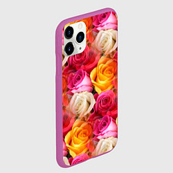 Чехол iPhone 11 Pro матовый Красные, желтые и белые розы, цвет: 3D-фиолетовый — фото 2