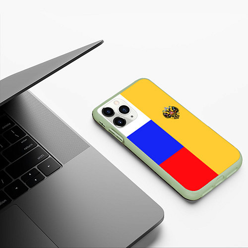 Чехол iPhone 11 Pro матовый Имперское знамя ТРИКОЛОР / 3D-Салатовый – фото 3