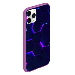 Чехол iPhone 11 Pro матовый Соты - неон, цвет: 3D-фиолетовый — фото 2