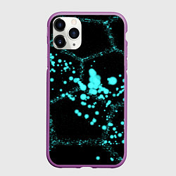 Чехол iPhone 11 Pro матовый Соты - брызги красок, цвет: 3D-фиолетовый