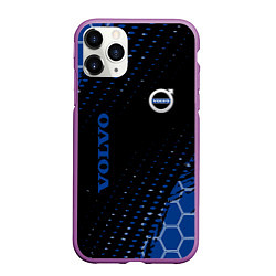 Чехол iPhone 11 Pro матовый Volvo - Вольво Sport соты, цвет: 3D-фиолетовый