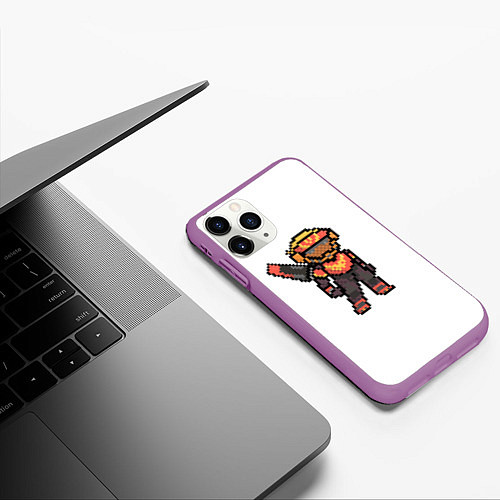 Чехол iPhone 11 Pro матовый Apex Legends Valkyrie Pixel art / 3D-Фиолетовый – фото 3