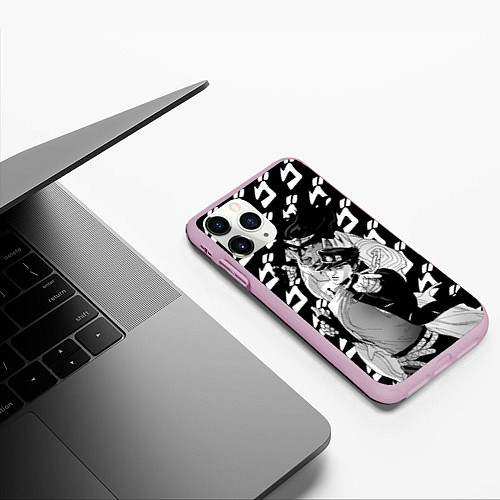 Чехол iPhone 11 Pro матовый ДЖОТАРО Куджо JOJO жожо / 3D-Розовый – фото 3