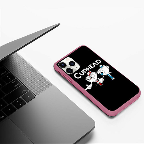 Чехол iPhone 11 Pro матовый Cuphead грозные ребята из Криминального чтива / 3D-Малиновый – фото 3