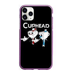 Чехол iPhone 11 Pro матовый Cuphead грозные ребята из Криминального чтива, цвет: 3D-фиолетовый