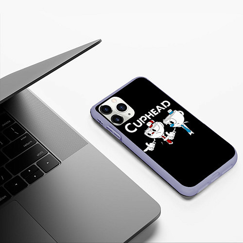 Чехол iPhone 11 Pro матовый Cuphead грозные ребята из Криминального чтива / 3D-Светло-сиреневый – фото 3
