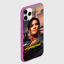 Чехол iPhone 11 Pro матовый Panam Панам Cyberpunk 2077 портрет, цвет: 3D-фиолетовый — фото 2