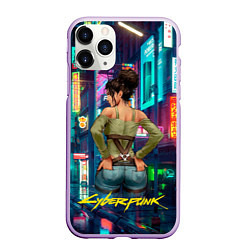 Чехол iPhone 11 Pro матовый Панам вид сзади Cyberpunk2077