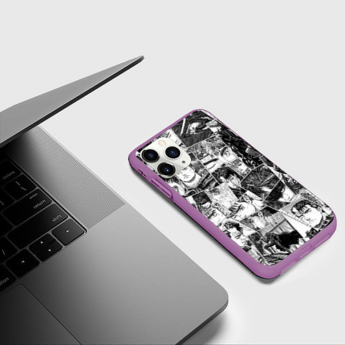 Чехол iPhone 11 Pro матовый Berserk pattern / 3D-Фиолетовый – фото 3