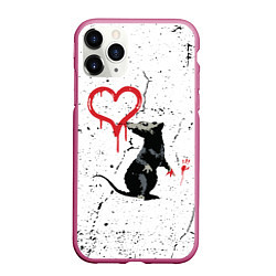 Чехол iPhone 11 Pro матовый BANKSY БЭНКСИ крыса, цвет: 3D-малиновый