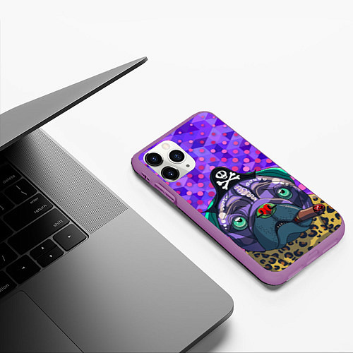 Чехол iPhone 11 Pro матовый Pirate Dog / 3D-Фиолетовый – фото 3