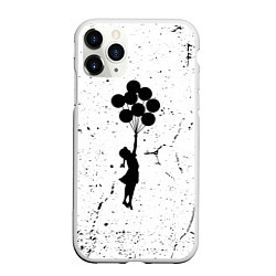 Чехол iPhone 11 Pro матовый Banksy - Бэнкси девочка с воздушными шарами, цвет: 3D-белый