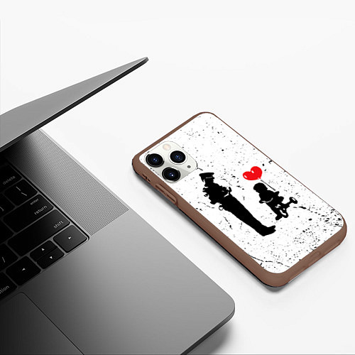 Чехол iPhone 11 Pro матовый Banksy - ребенок на велосипеде / 3D-Коричневый – фото 3