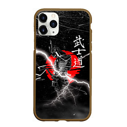 Чехол iPhone 11 Pro матовый Самурай Бусидо Иероглифы Samurai Lightning, цвет: 3D-коричневый