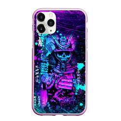 Чехол iPhone 11 Pro матовый Неоновый Японский Самурай Neon Samurai Skull, цвет: 3D-розовый