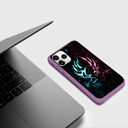 Чехол iPhone 11 Pro матовый Неоновый Гоку Блек Аниме Anime Dragon Ball / 3D-Фиолетовый – фото 3