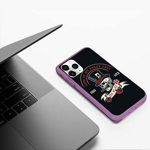 Чехол iPhone 11 Pro матовый KISS MY ASS CASINO / 3D-Фиолетовый – фото 3