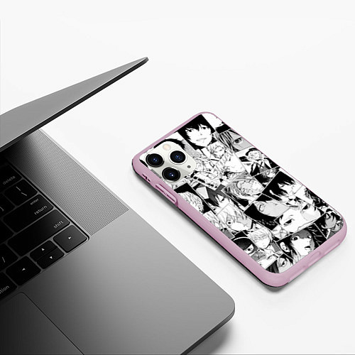 Чехол iPhone 11 Pro матовый Bungo Stray Dogs pattern / 3D-Розовый – фото 3