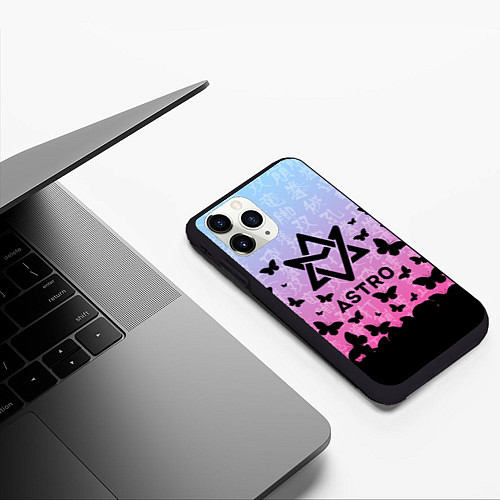Чехол iPhone 11 Pro матовый ASTRO БАБОЧКИ / 3D-Черный – фото 3